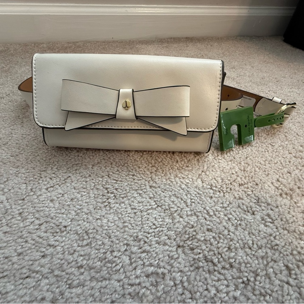 Kate Spade Leather Bowtie Belt Bag White - Picture 1 of 9